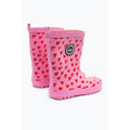 Pink-Red - Side - Hype Childrens-Kids Scribble Heart Wellington Boots