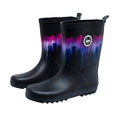 Black-Purple-Pink - Front - Hype Childrens-Kids Drips Wellington Boots