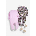 Pink - Back - Hype Baby Animal Print Sleepsuit (Pack of 2)