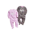 Pink - Front - Hype Baby Animal Print Sleepsuit (Pack of 2)