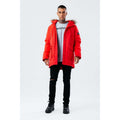 Red - Side - Hype Mens Luxe Longline Parka