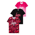Pink-Black-White - Front - Hype Childrens-Kids Zebra Print T-Shirt (Pack of 3)