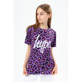 Purple-Black - Front - Hype Girls Leopard Print T-Shirt
