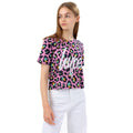 Pink-White-Black - Front - Hype Girls Disco Leopard Print Crop Top