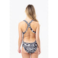 Black-White - Side - Hype Womens-Ladies Wave One Piece Swimsuit
