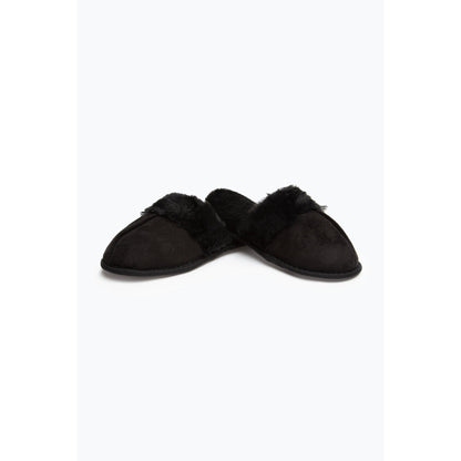 Black - Back - Hype Womens-Ladies Leopard Print Slippers
