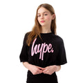 Black - Front - Hype Girls Script Elasticated Hem Crop T-Shirt