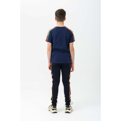 Navy-Orange - Back - Hype Boys Spring Camo Jogging Bottoms