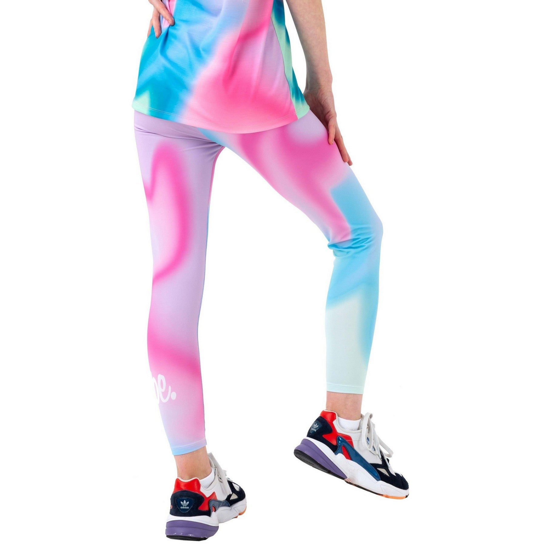 Pink-Blue - Side - Hype Girls Pastel Wave Script Leggings
