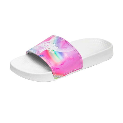 White-Pink-Blue - Front - Hype Childrens-Kids Moons Script Sliders