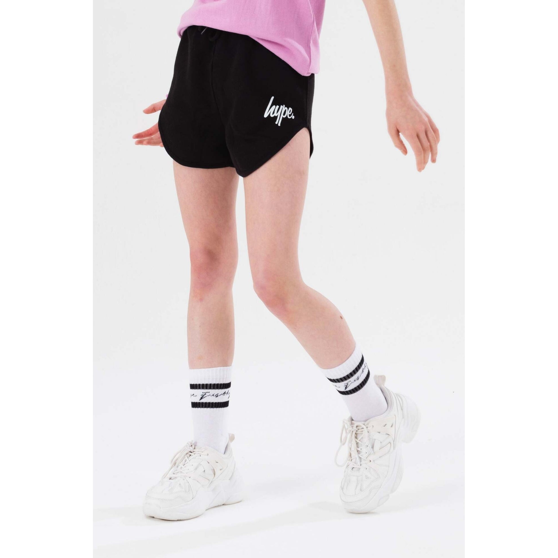 Black - Close up - Hype Girls Script Running Shorts