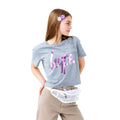Grey-Pink - Front - Hype Girls Princess Script Crop T-Shirt