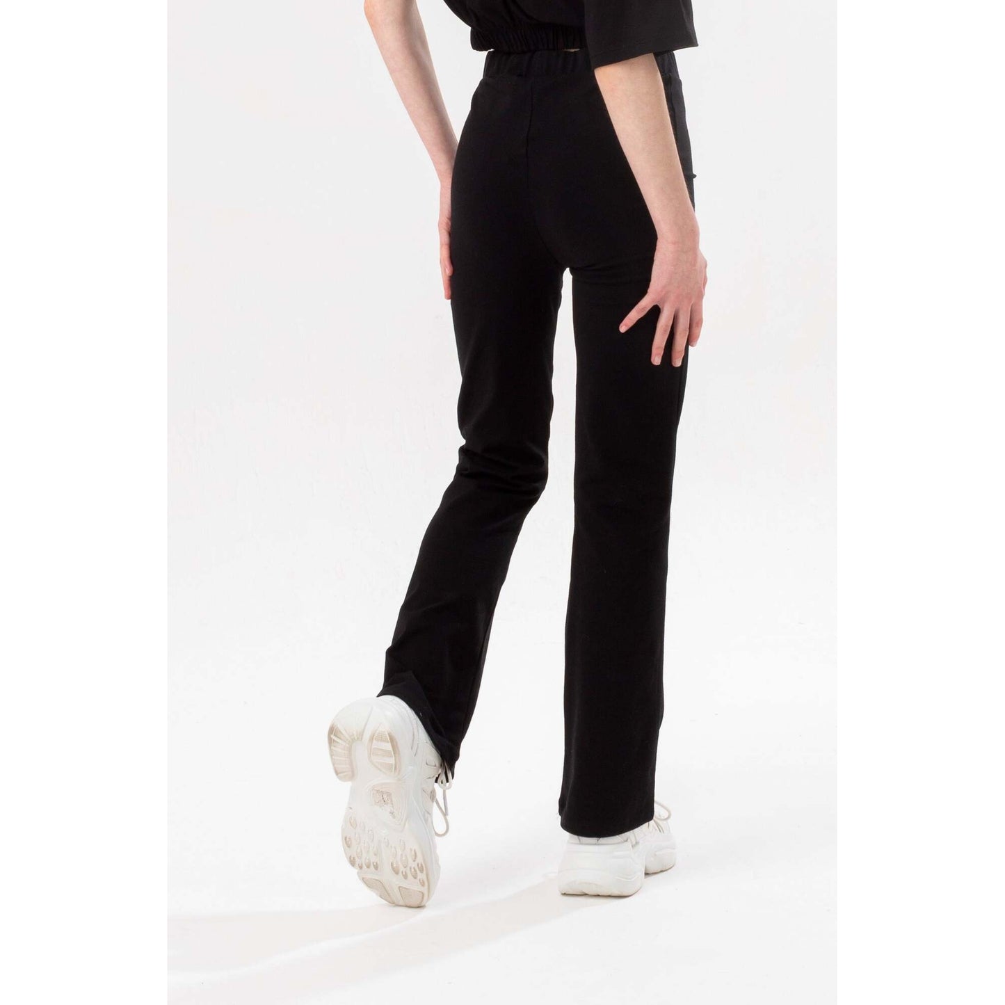 Black - Back - Hype Girls Script Flared Trousers