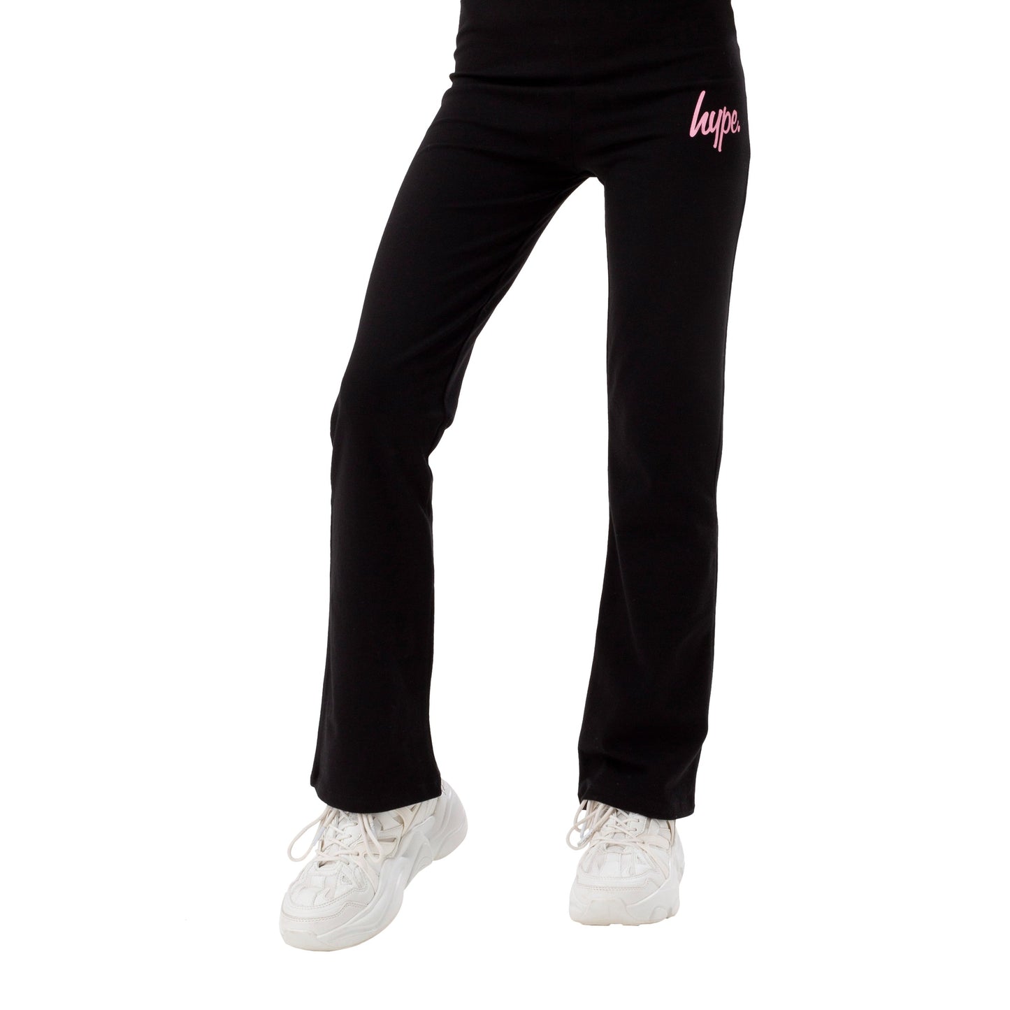 Black - Front - Hype Girls Script Flared Trousers