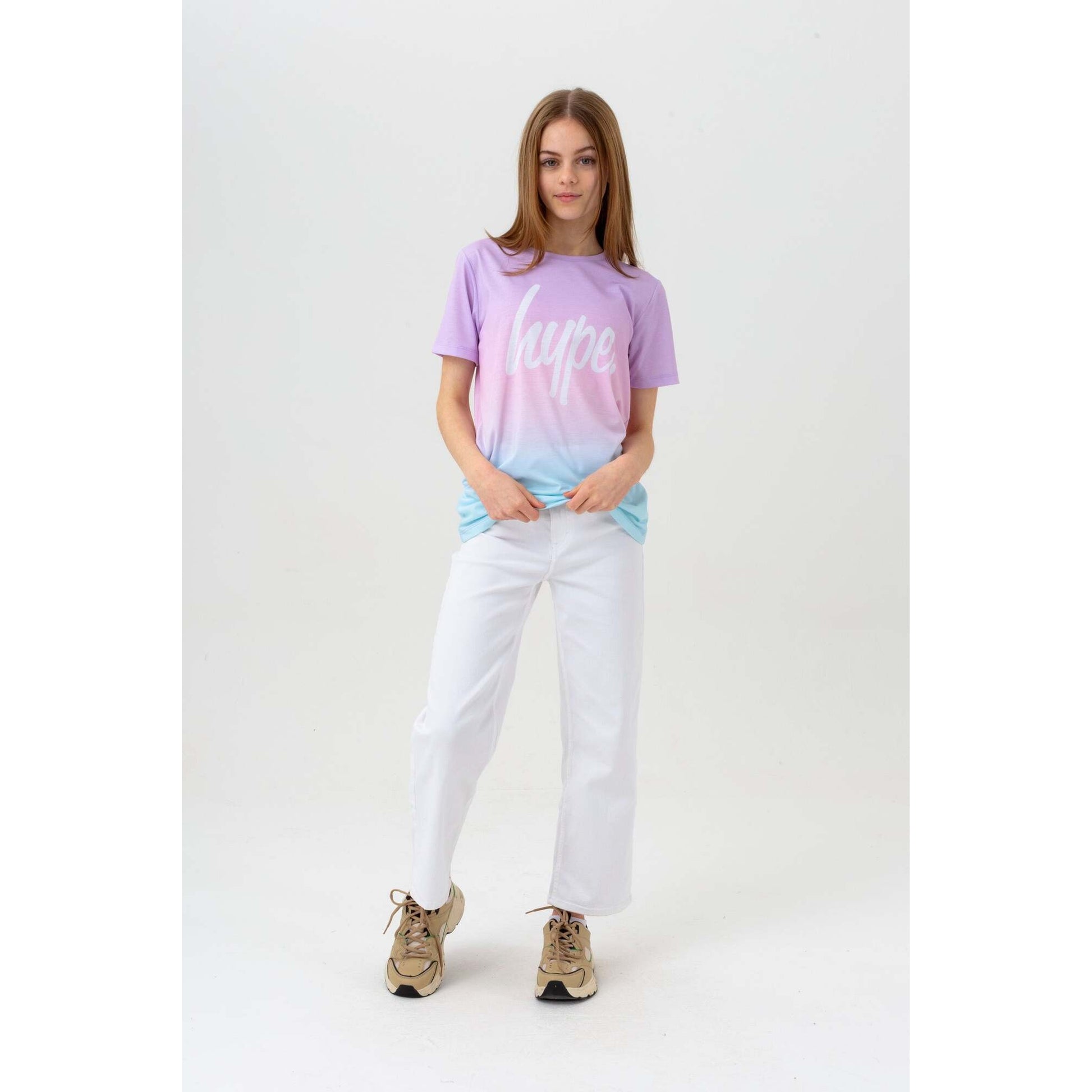 Purple-White-Blue - Back - Hype Girls Mykonos Fade T-Shirt