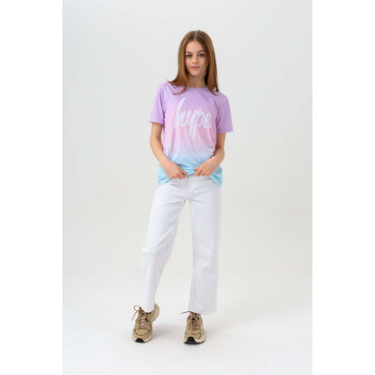 Purple-White-Blue - Back - Hype Girls Mykonos Fade T-Shirt