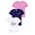 Pink-White-Blue - Front - Hype Girls Leopard Print Logo T-Shirt Set (Pack of 3)