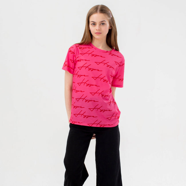 Pink - Back - Hype Girls Track Scribble T-Shirt