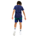 Navy-White-Green - Back - Hype Boys Reef Spray Script T-Shirt & Shorts Set