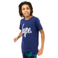 Navy-White-Green - Side - Hype Boys Reef Spray Script T-Shirt & Shorts Set