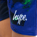 Navy-White-Green - Pack Shot - Hype Boys Reef Spray Script T-Shirt & Shorts Set