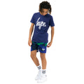 Navy-White-Green - Front - Hype Boys Reef Spray Script T-Shirt & Shorts Set