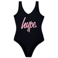 Black-Pink - Front - Hype Girls Script One Piece Swimsuit