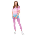 Pink-Purple-Blue - Front - Hype Girls Mykonos Fade T-Shirt & Jogging Bottoms Set