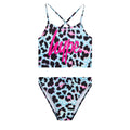 Blue Ice-Pink - Front - Hype Girls Leopard Script Bikini Set