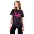 Black-Pink - Front - Hype Girls Multi Star Glitter T-Shirt