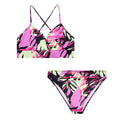 Black-Pink - Front - Hype Womens-Ladies Tropical Bikini
