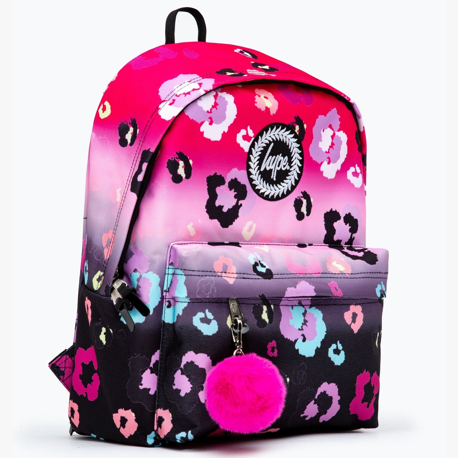 Pink-Black - Side - Hype Gradient Leopard Print Backpack