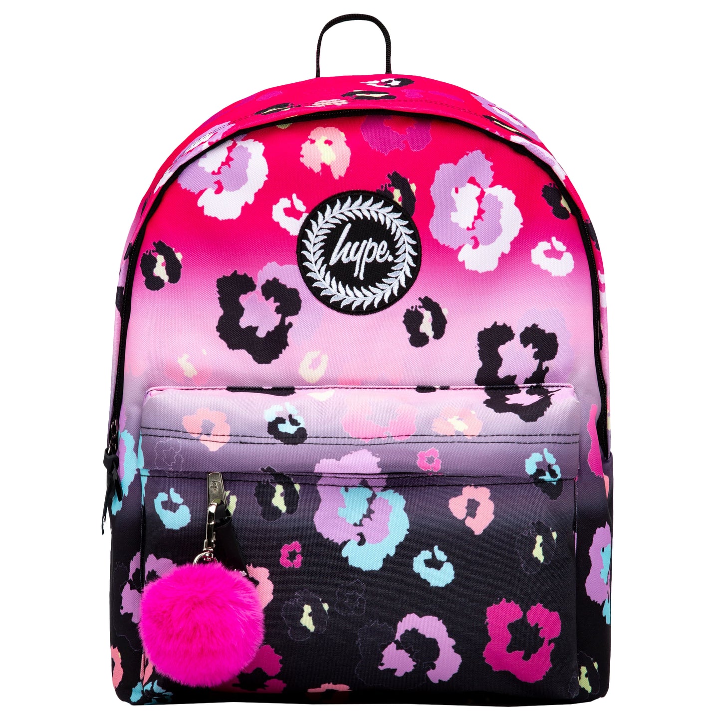 Pink-Black - Front - Hype Gradient Leopard Print Backpack