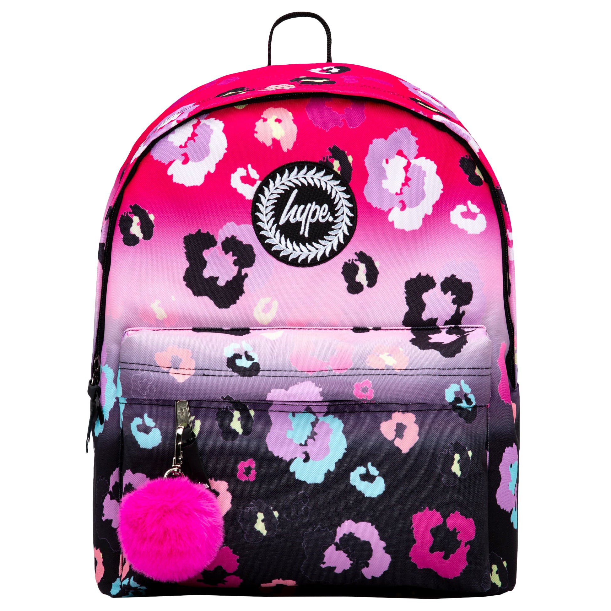Pink-Black - Front - Hype Gradient Leopard Print Backpack
