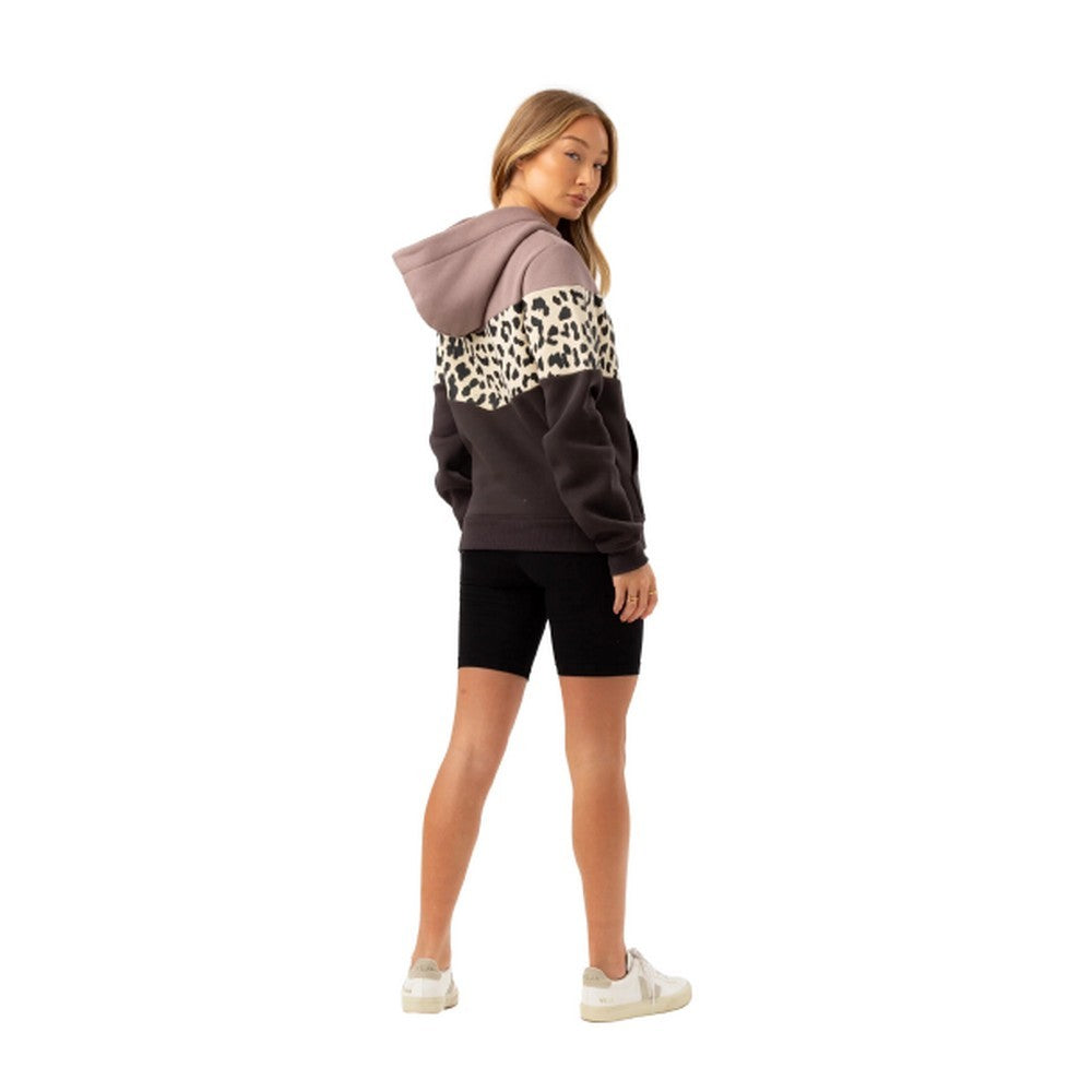 Ganache - Back - Hype Womens-Ladies Chevron Cheetah Drawcord Hoodie