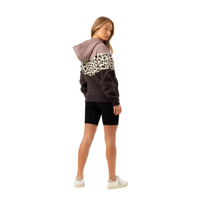 Ganache - Back - Hype Womens-Ladies Chevron Cheetah Drawcord Hoodie