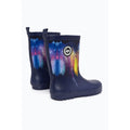 Navy - Back - Hype Childrens-Kids Watercolour Drips Wellington Boots