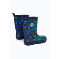 Blue-Black - Back - Hype Childrens-Kids Tyler Graffiti Wellington Boots