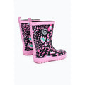 Black-Pink - Back - Hype Girls Leopard Wellington Boots