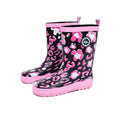 Black-Pink - Front - Hype Girls Leopard Wellington Boots