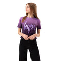 Purple - Front - Hype Girls Fade Glitter Script Crop T-Shirt