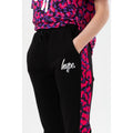 Black-Pink-Purple - Side - Hype Girls Neon Cheetah Script Jogging Bottoms