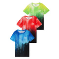 Red-Blue-Green - Front - Hype Boys Script T-Shirt (Pack of 3)