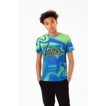 Neon Blue-Green - Front - Hype Boys Script T-Shirt
