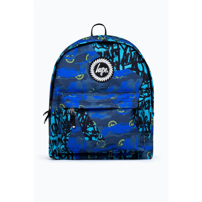 Blue-Black - Front - Hype Tyler Camo Crest Backpack