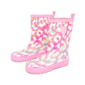 Pink-Cream - Front - Hype Childrens-Kids Leopard Wellington Boots