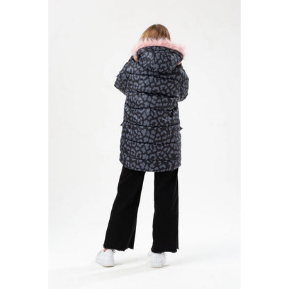 Black-Grey - Back - Hype Girls Camo Padded Jacket