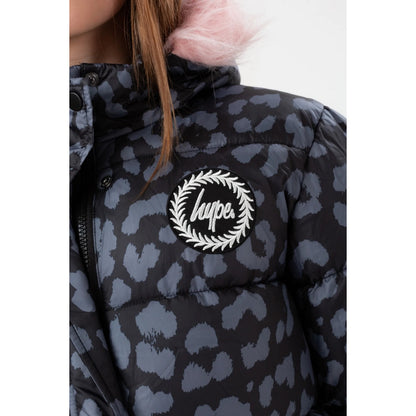 Black-Grey - Side - Hype Girls Camo Padded Jacket