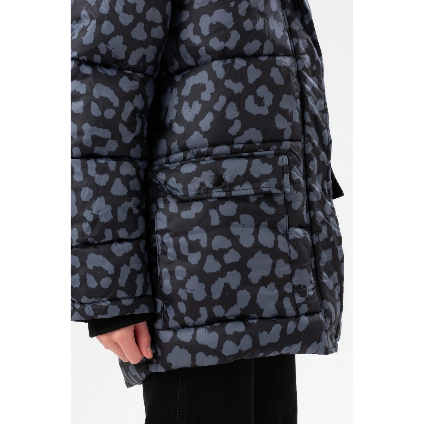 Black-Grey - Pack Shot - Hype Girls Camo Padded Jacket