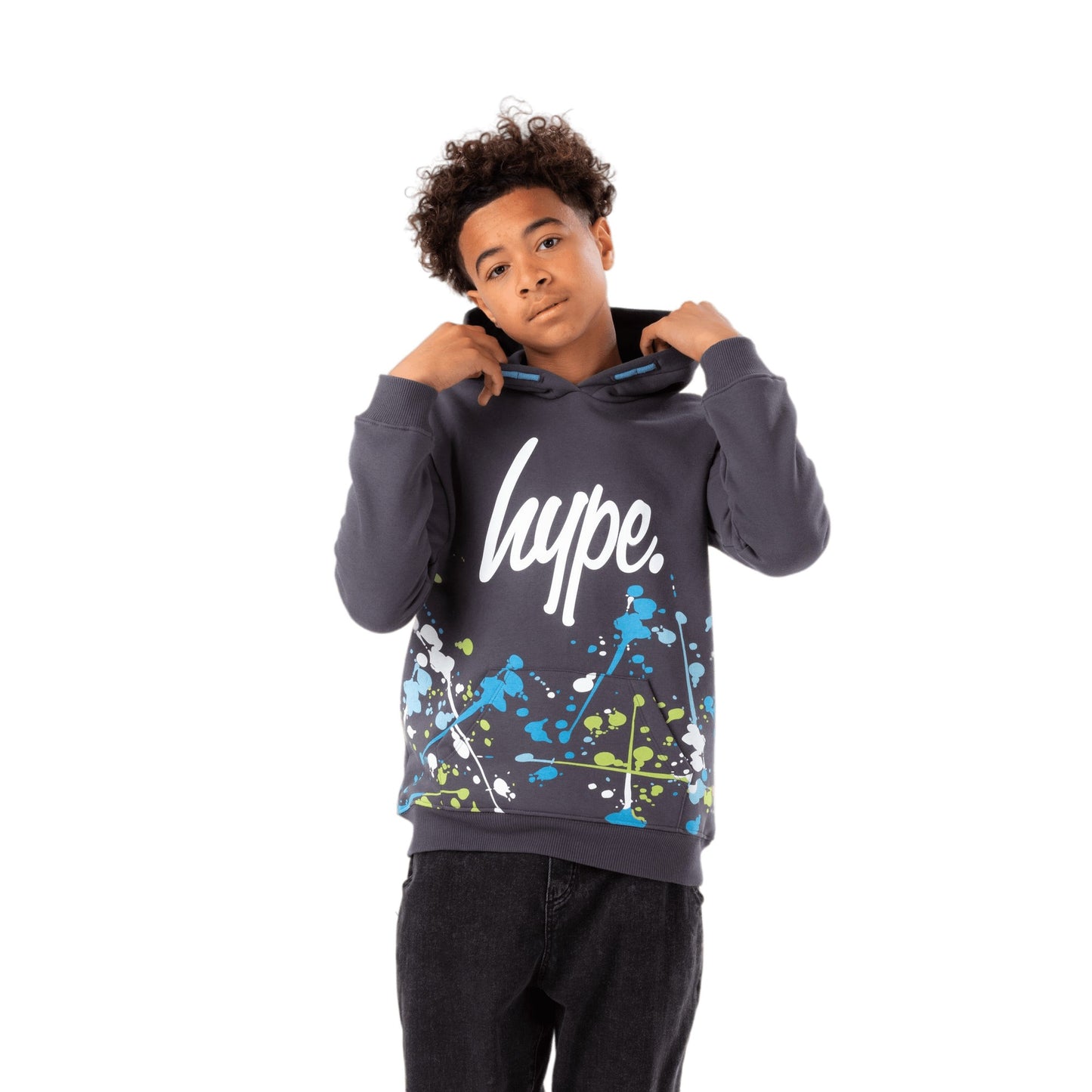 Grey - Front - Hype Boys Splat Script Hoodie